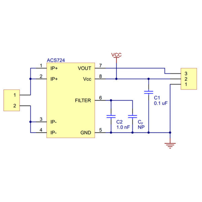 ACS724 Current Sensor Carrier -5A to +5A