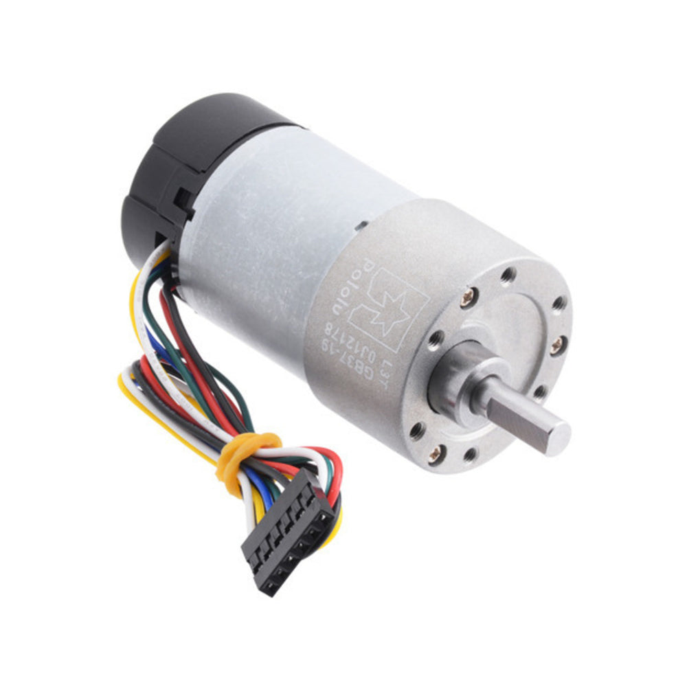 19:1 Metal Gearmotor 37Dx68L mm with 64 CPR Encoder (Helical Pinion)