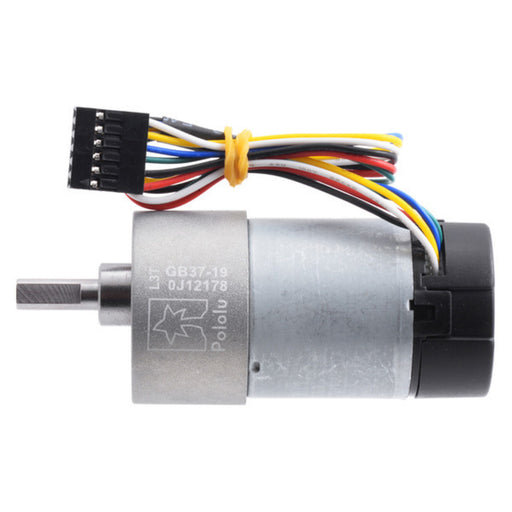 19:1 Metal Gearmotor 37Dx68L mm with 64 CPR Encoder (Helical Pinion)