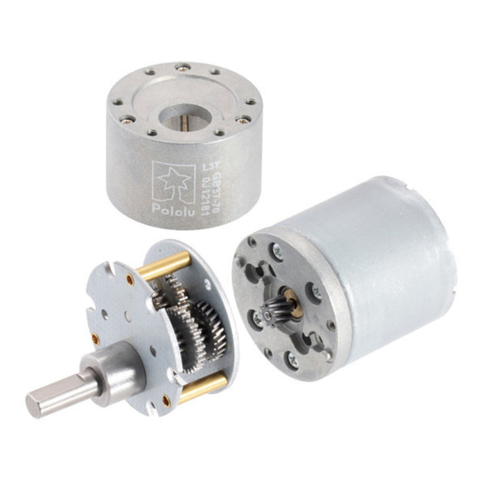 6.3:1 Metal Gearmotor 37Dx65L mm 12V with 64 CPR Encoder (Helical Pinion)