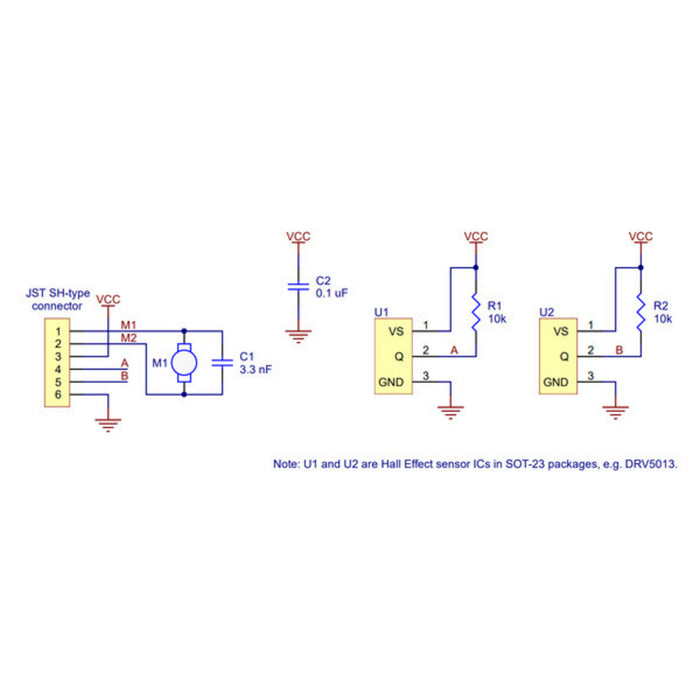 Magnetic Encoder Pair Kit with Side-Entry Connector for Micro Metal Gearmotors, 12 CPR, 2.7-18V