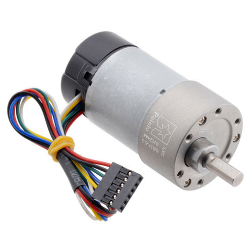 6.3:1 Metal Gearmotor 37Dx65L mm 12V with 64 CPR Encoder (Helical Pinion)