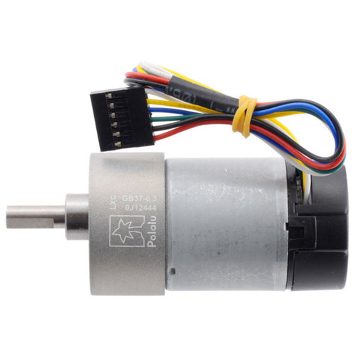 6.3:1 Metal Gearmotor 37Dx65L mm 12V with 64 CPR Encoder (Helical Pinion)