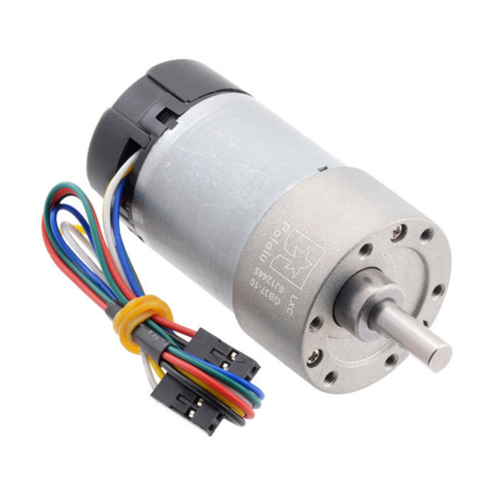 10:1 Metal Gearmotor 37Dx65L mm 12V with 64 CPR Encoder (Helical Pinion)