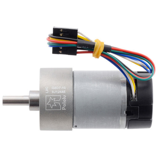 10:1 Metal Gearmotor 37Dx65L mm 12V with 64 CPR Encoder (Helical Pinion)