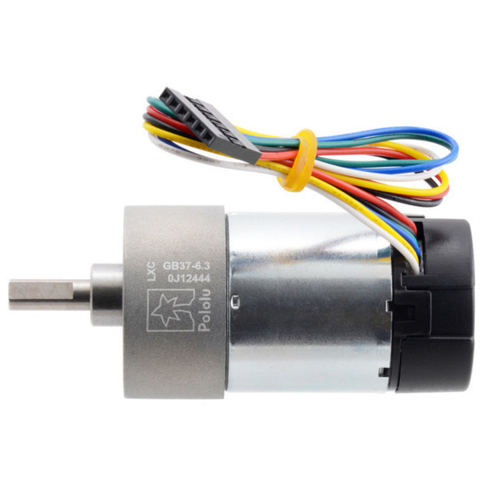 6.3:1 Metal Gearmotor 37Dx65L mm 24V with 64 CPR Encoder (Helical Pinion)