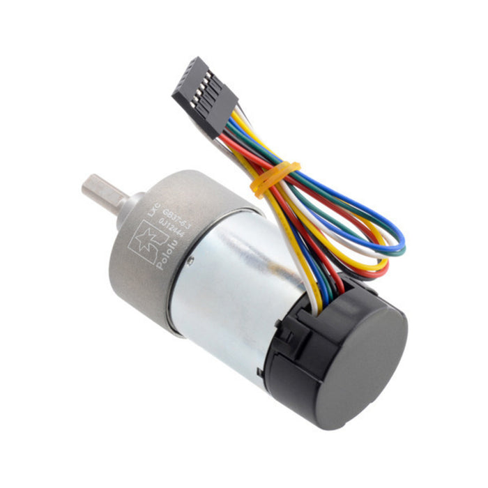 6.3:1 Metal Gearmotor 37Dx65L mm 24V with 64 CPR Encoder (Helical Pinion)