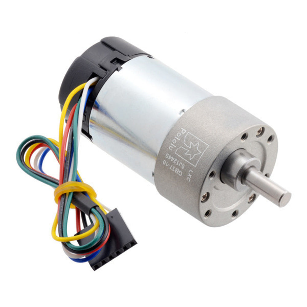 10:1 Metal Gearmotor 37Dx65L mm 24V with 64 CPR Encoder (Helical Pinion)