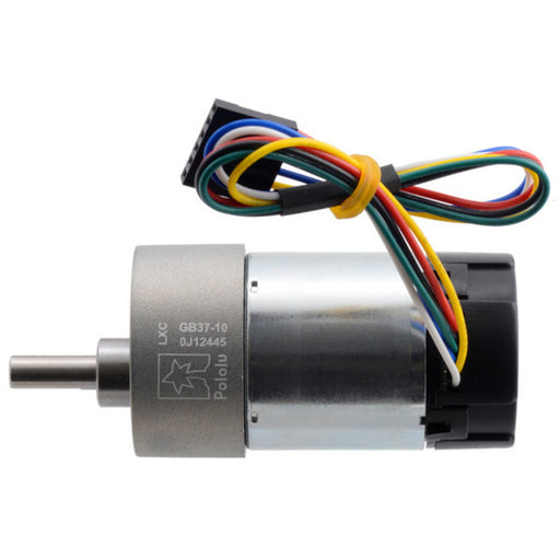 10:1 Metal Gearmotor 37Dx65L mm 24V with 64 CPR Encoder (Helical Pinion)