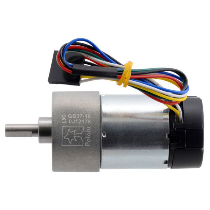 19:1 Metal Gearmotor 37Dx68L mm 24V with 64 CPR Encoder (Helical Pinion)