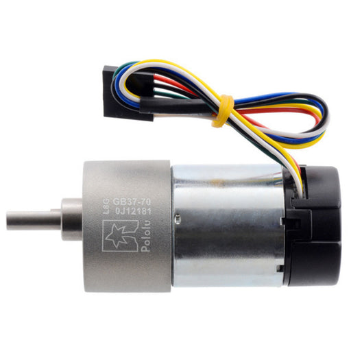 70:1 Metal Gearmotor 37Dx70L mm 24V with 64 CPR Encoder (Helical Pinion)