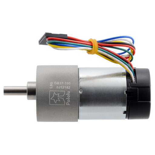 100:1 Metal Gearmotor 37Dx73L mm 24V with 64 CPR Encoder (Helical Pinion)