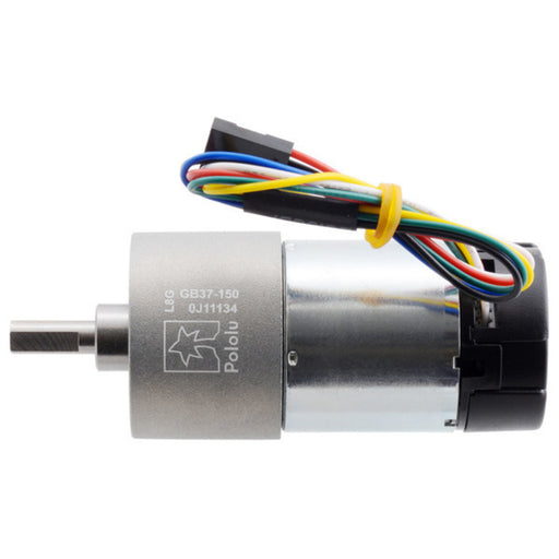 150:1 Metal Gearmotor 37Dx73L mm 24V with 64 CPR Encoder (Helical Pinion)