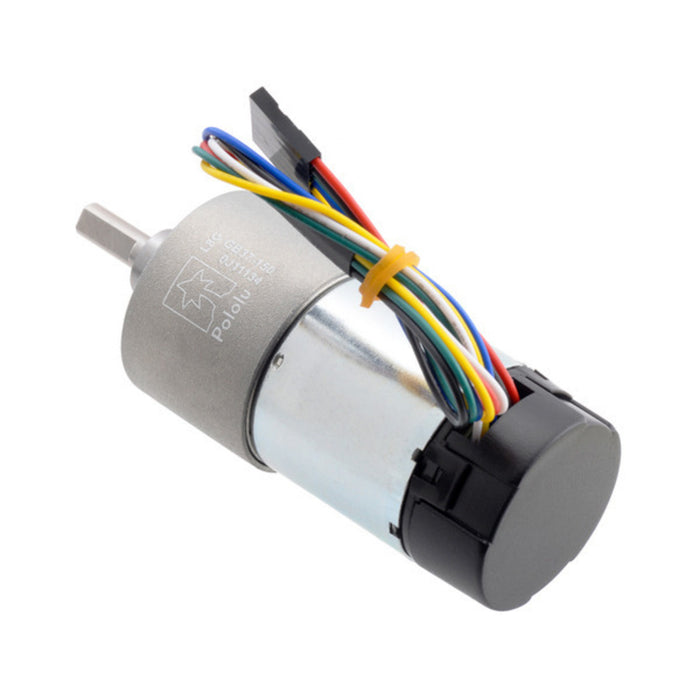 150:1 Metal Gearmotor 37Dx73L mm 24V with 64 CPR Encoder (Helical Pinion)