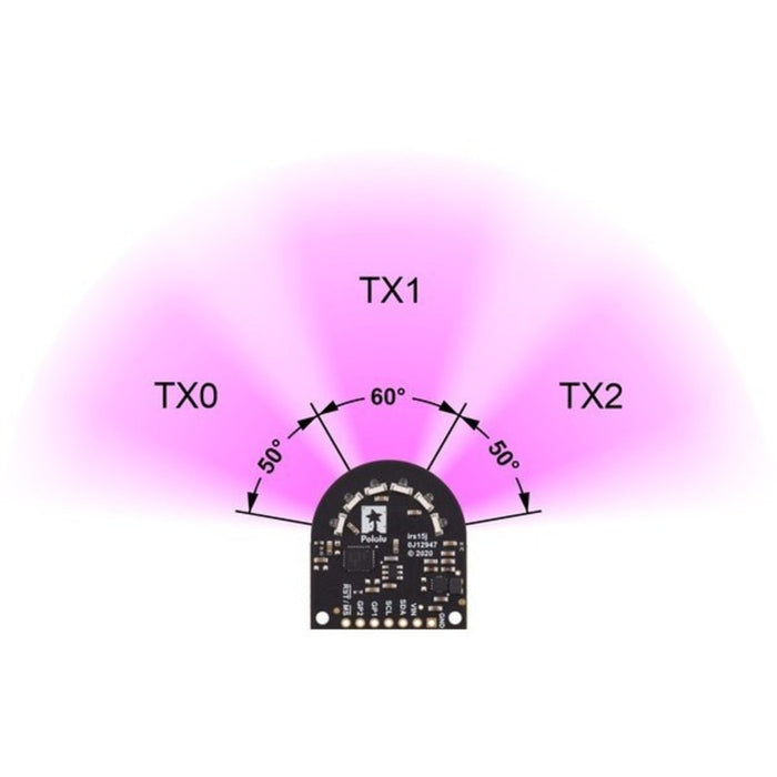 3-Channel Wide FOV Time-of-Flight Distance Sensor Using OPT3101 (No Headers)