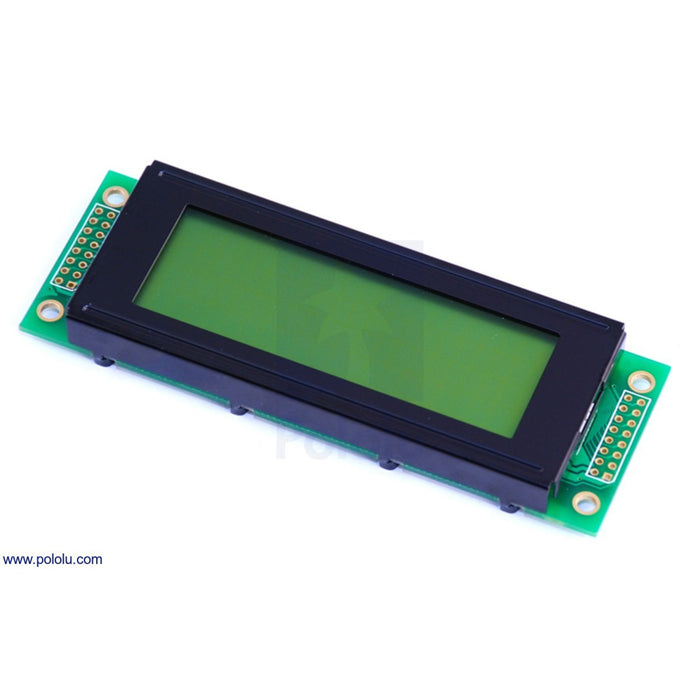 20x4 Character LCD with LED Backlight (Parallel Interface), Black on Green