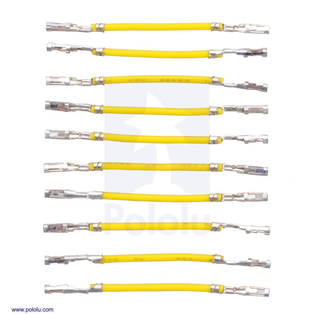 Wires with Pre-Crimped Terminals 10-Pack F-F 1" Yellow