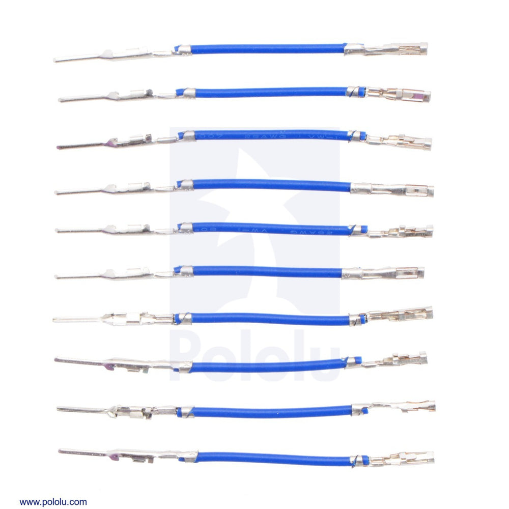 Wires with Pre-Crimped Terminals 10-Pack M-F 1" Blue