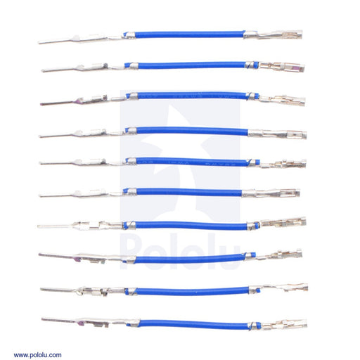 Wires with Pre-Crimped Terminals 10-Pack M-F 1" Blue