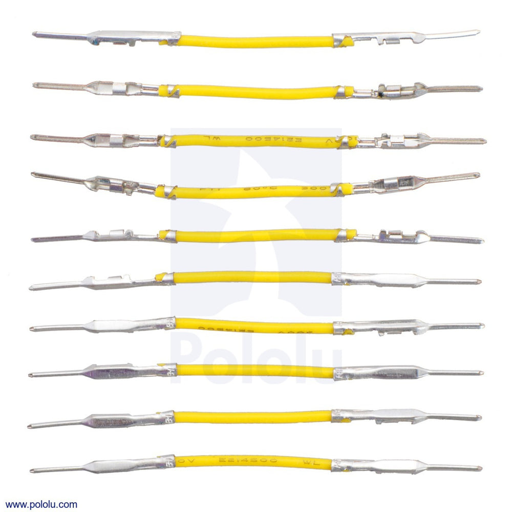 Wires with Pre-Crimped Terminals 10-Pack M-M 1" Yellow