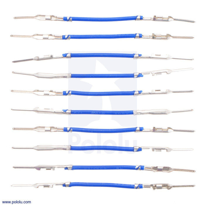 Wires with Pre-Crimped Terminals 10-Pack M-M 1" Blue