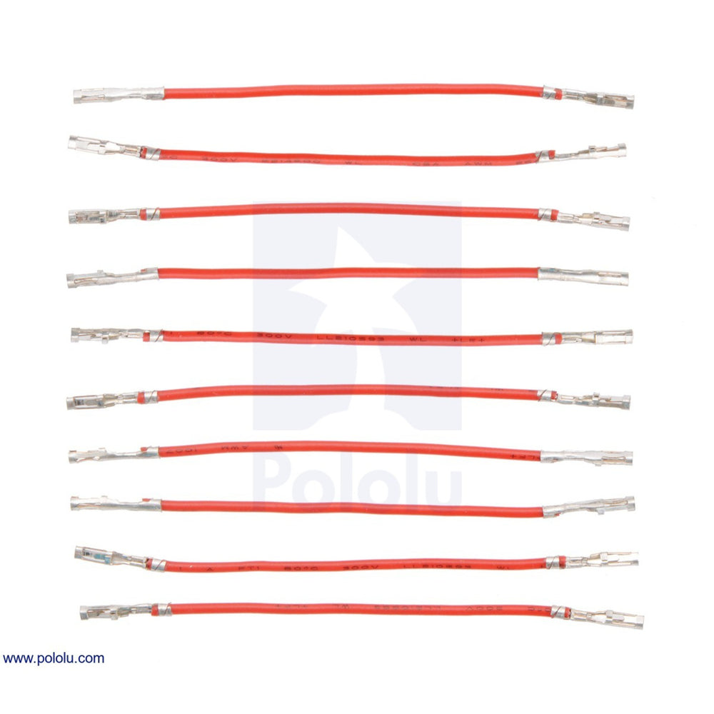 Wires with Pre-Crimped Terminals 10-Pack F-F 2" Red