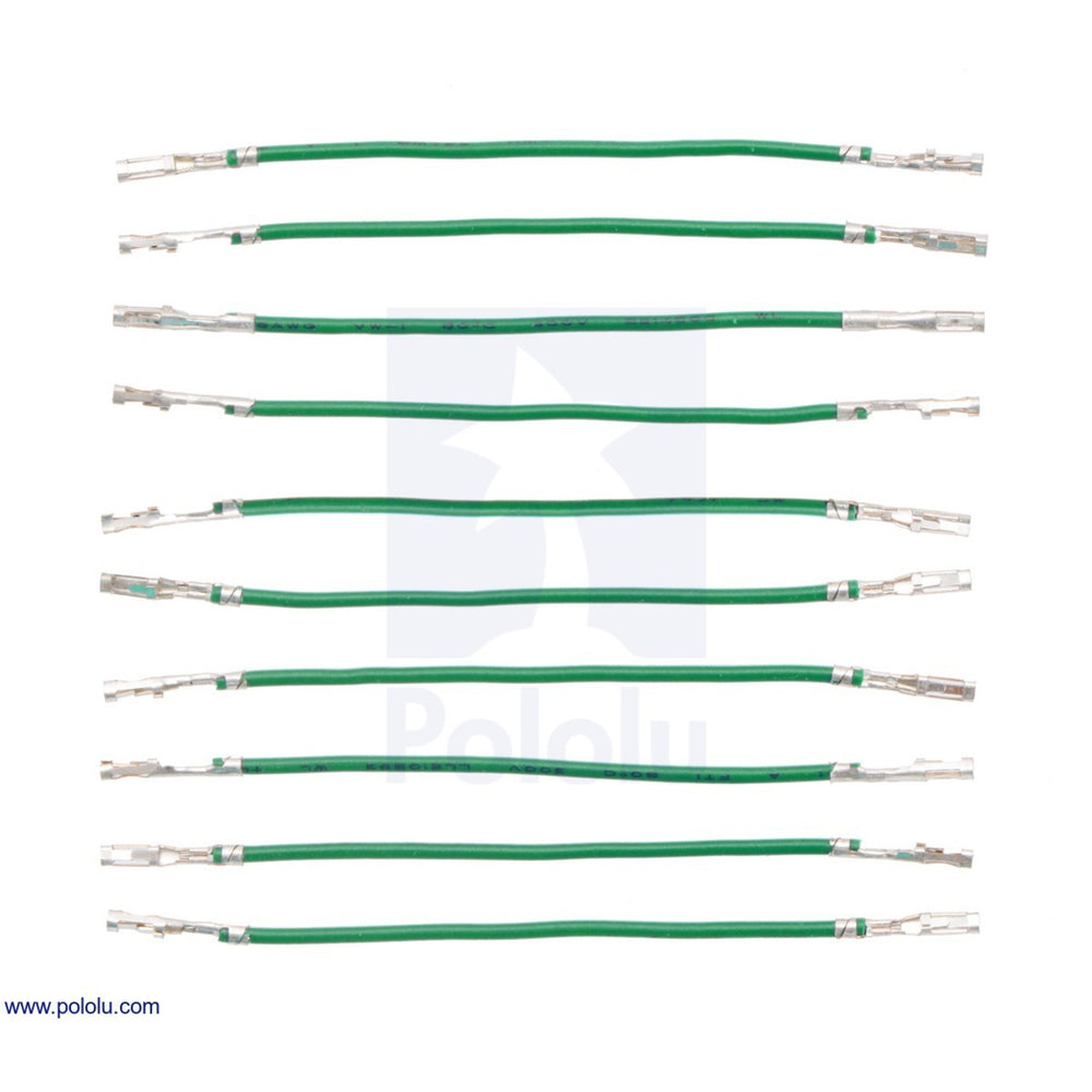 Wires with Pre-Crimped Terminals 10-Pack F-F 2" Green