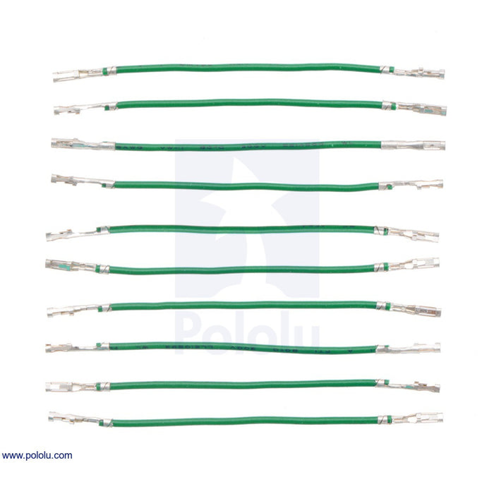 Wires with Pre-Crimped Terminals 10-Pack F-F 2" Green