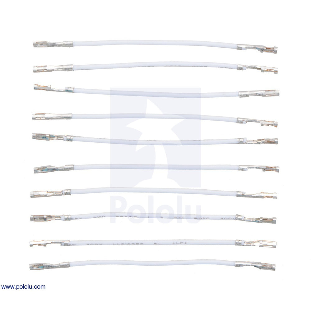 Wires with Pre-Crimped Terminals 10-Pack F-F 2" White