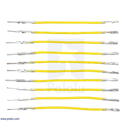 Wires with Pre-Crimped Terminals 10-Pack M-F 2" Yellow