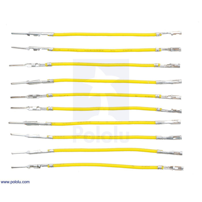 Wires with Pre-Crimped Terminals 10-Pack M-F 2" Yellow