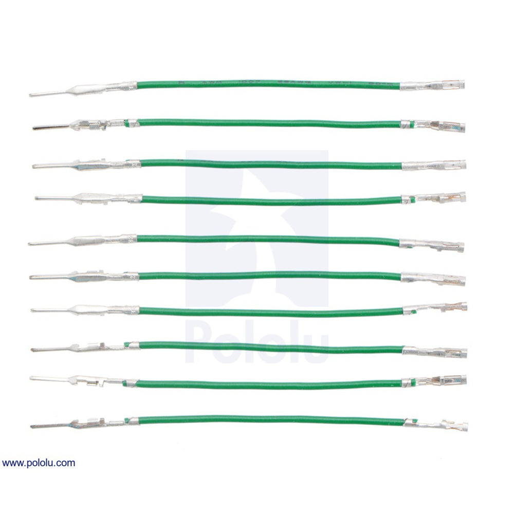 Wires with Pre-Crimped Terminals 10-Pack M-F 2" Green