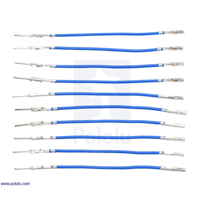 Wires with Pre-Crimped Terminals 10-Pack M-F 2" Blue