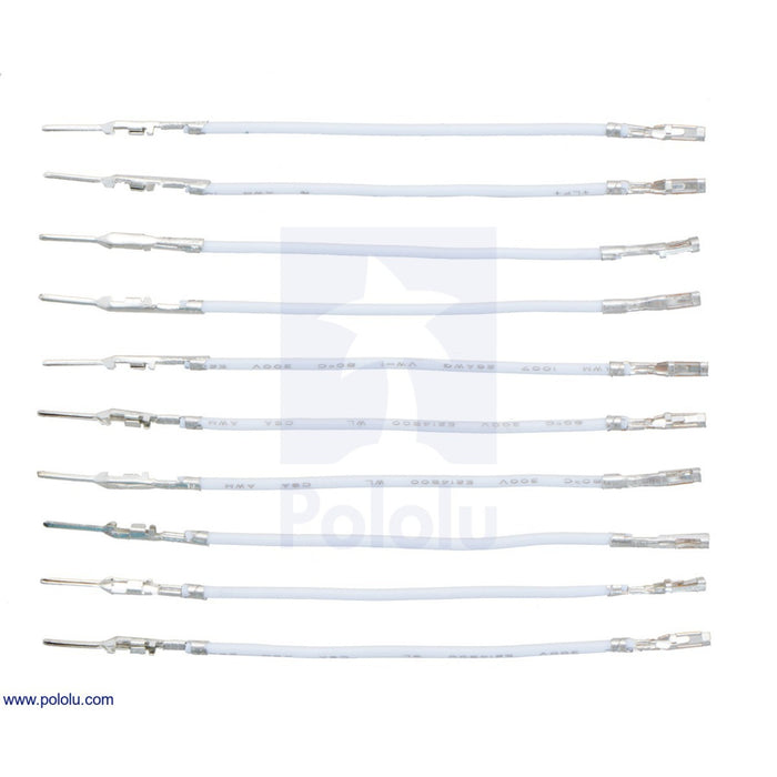 Wires with Pre-Crimped Terminals 10-Pack M-F 2" White