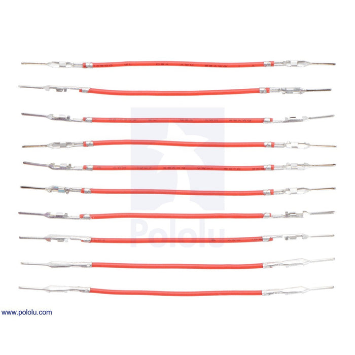 Wires with Pre-Crimped Terminals 10-Pack M-M 2" Red