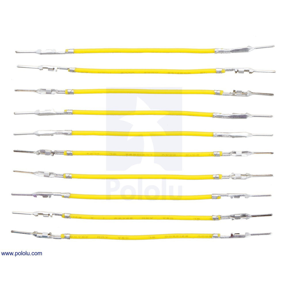 Wires with Pre-Crimped Terminals 10-Pack M-M 2" Yellow