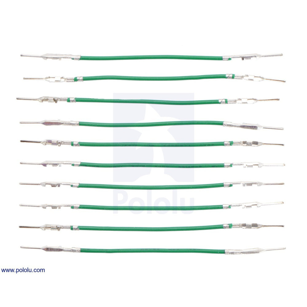 Wires with Pre-Crimped Terminals 10-Pack M-M 2" Green