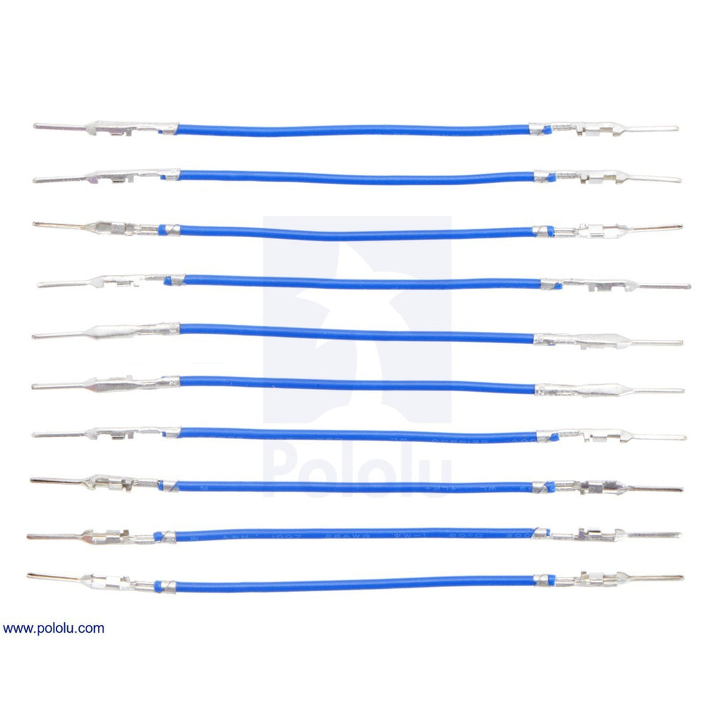 Wires with Pre-Crimped Terminals 10-Pack M-M 2" Blue