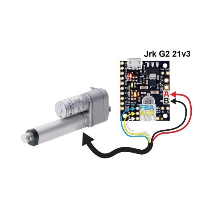 Glideforce LACT6P-12V-05 Light-Duty Linear Actuator with Feedback: 25kgf, 6" Stroke (5.9" Usable), 1.7"/s, 12V