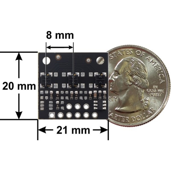 QTRX-MD-03A Reflectance Sensor Array: 3-Channel, 8mm Pitch, Analog Output, Low Current