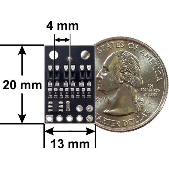 QTR-HD-03A Reflectance Sensor Array: 3-Channel, 4mm Pitch, Analog Output