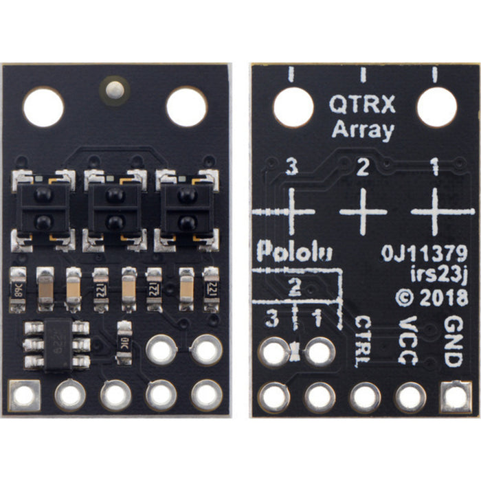 QTRX-HD-03RC Reflectance Sensor Array: 3-Channel, 4mm Pitch, RC Output, Low Current