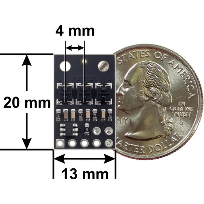 QTRX-HD-03RC Reflectance Sensor Array: 3-Channel, 4mm Pitch, RC Output, Low Current