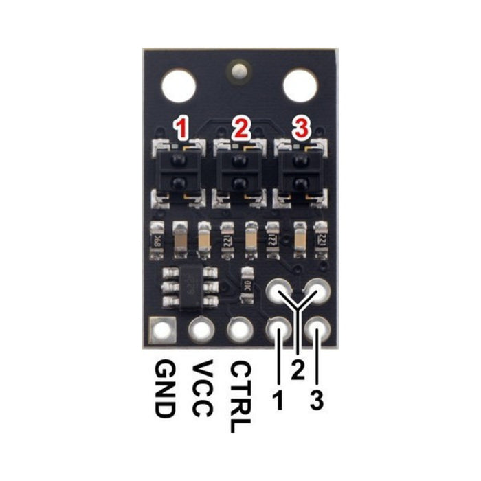 QTRX-HD-03RC Reflectance Sensor Array: 3-Channel, 4mm Pitch, RC Output, Low Current