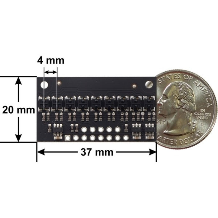 QTRX-HD-09A Reflectance Sensor Array: 9-Channel, 4mm Pitch, Analog Output, Low Current