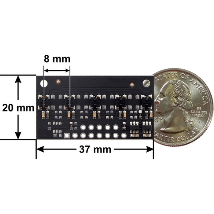 QTRX-MD-05RC Reflectance Sensor Array: 5-Channel, 8mm Pitch, RC Output, Low Current