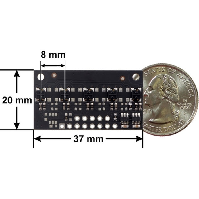 QTRX-MD-05A Reflectance Sensor Array: 5-Channel, 8mm Pitch, Analog Output, Low Current