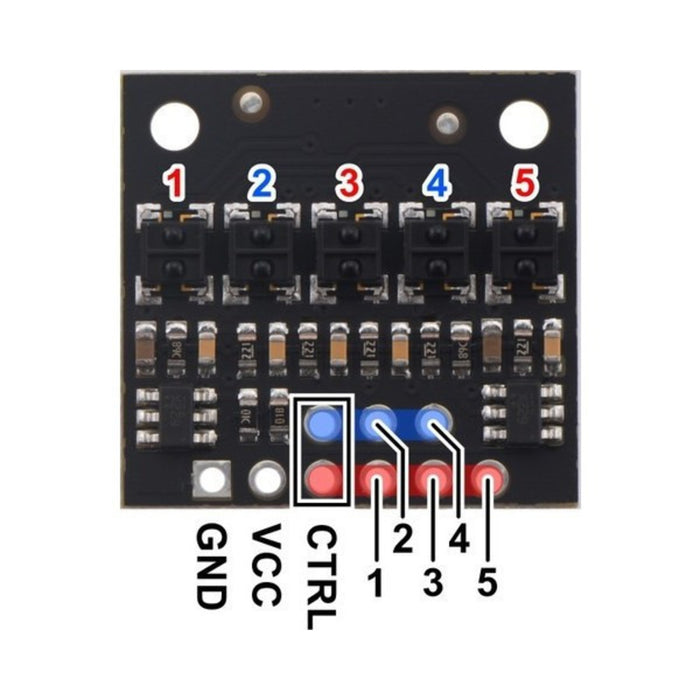 QTRX-HD-05RC Reflectance Sensor Array: 5-Channel, 4mm Pitch, RC Output, Low Current