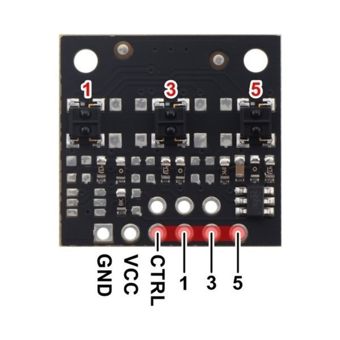 QTRX-MD-03A Reflectance Sensor Array: 3-Channel, 8mm Pitch, Analog Output, Low Current