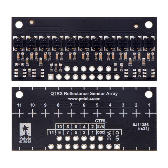 QTRX-HD-11RC Reflectance Sensor Array: 11-Channel, 4mm Pitch, RC Output, Low Current